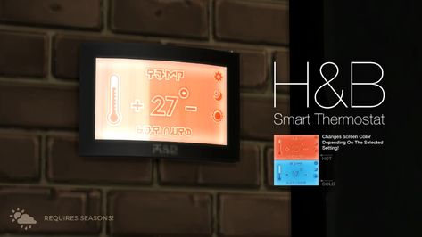 Mod The Sims - H&B Smart Thermostat Sims 4 Cc Tv Functional, The Sims 4 Seasons, Sims 4 Seasons, Sims4 House, Furniture Cc, Sims 4 Kitchen, Cc Folder, Cc Furniture, Sims 4 Clutter