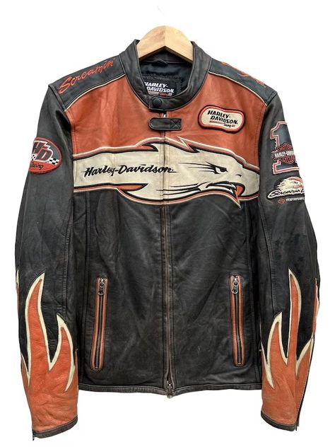 Harley leather riders jacket - Gem 70s Biker Fashion, Race Car Jacket, Leather Racing Jacket, Harley Davidson Leather Jackets, Biker Jacket Men, Biker Leather Jacket, Harley Davidson Jacket, Riders Jacket, Men Stylish Dress