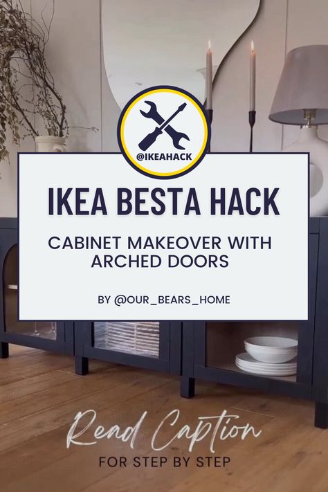 Besta Cabinet, Ikea Besta Cabinet, Ikea Bestå Hack, Besta Hack, Ikea Besta, Diy Ikea Hacks, New Toilet, Arched Doors, Cabinet Makeover