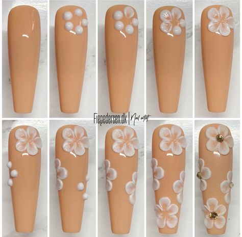 4d Gel Nail Art, How To Make Acrylic Flowers For Nails, How To Make 3d Flowers On Nails, Acrylic Flowers Nails Tutorials, 3d Flower Nails Polygel, 3d Acrylic Nails Flowers Tutorial, 3d Acrylic Flowers, Nail Art Fleur, Airbrush Nail Art