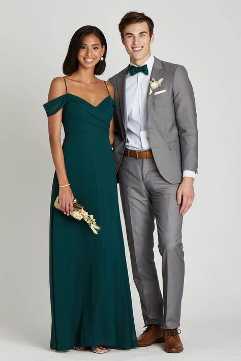 What color suit goes with dark green bridesmaids dresses? Neon Prom Dresses, Dark Green Bridesmaid Dress, Emerald Green Dress, Emerald Bridesmaid Dresses, Below The Knee Dresses, Sage Green Dress, Emerald Green Weddings, Dark Green Dress, Strapless Prom Dress