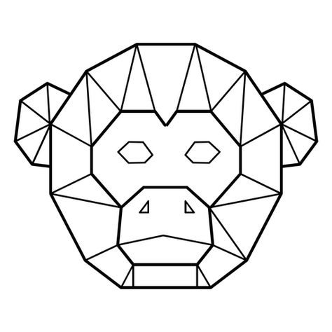 Monkey head polygonal #AD , #spon, #spon, #polygonal, #head, #Monkey Animals With Geometric Shapes, Half Geometric Animal Drawing, Geometric Monkey, Geometric Half Mask Bear, Polygon Animal, Geometric Animal Head, Monkey Tattoo, Geometric Art Animal, Geometric Wolf