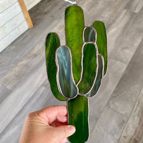 GlassLadyDesigns - Etsy UK Glass Succulents, Southwest Home, Southwest Home Decor, Copper Foil Tape, Glass Cactus, Glass Diy, Foil Tape, Cactus Decor, Bullseye Glass