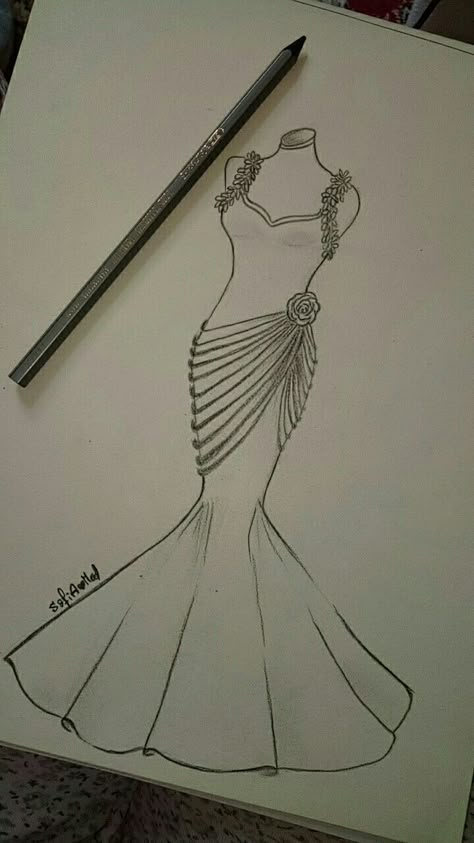 Drawing Dresses Sketches Design, Easy Fashion Sketches For Beginners, Fashion Illustration Sketches Dresses Gowns Beautiful, Gown Drawing Sketches Easy, Bride Dress Drawing, Gown Sketches Design, Modern Dress Drawing, Fashion Design Sketches For Beginners, Frock Drawing