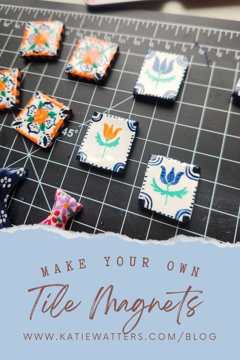 Salt Dough Coasters Diy, Diy Air Dry Clay Magnets, Air Dry Clay Mosaic, Diy Clay Magnet Ideas, How To Seal Air Dry Clay, Air Dry Clay Tiles, Oven Dry Clay Projects, Air Clay Magnets, Fridge Magnets Diy Homemade