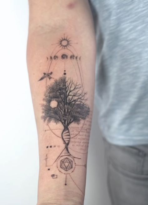 Mens Tree Of Life Tattoo, Illenium Tattoo Ideas, Grounding Tattoo, Geometric Tattoo Tree, Sailing Tattoo, Greece Tattoo, Positivity Tattoo, Microrealism Tattoo, Symbols Of Strength Tattoos