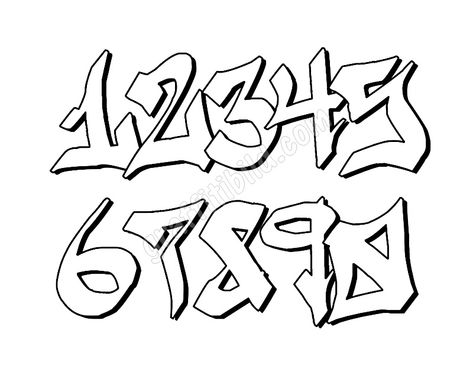 Graffiti Schrift Zahlen 0-9 (9) Graffiti Lettering And Numbers, Graffiti Numbers Style, 4 Font Number, Graffiti Numbers 1-10, Graffiti Numbers, Free Graffiti Fonts, Easy Graffiti, Alphabet Graffiti, Graffiti Fonts