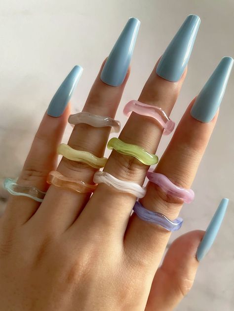 Romantic Rings, Acrylic Ring, Party Kleidung, Plastic Ring, Estilo Hip Hop, Resin Ring, Stacked Jewelry, Watches Women Fashion, Cute Rings