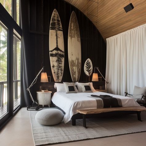 CAP FERRET — Baptiste Bohu Interiors Dark Beach Bedroom, Best Kitchen Organization, Bali Bedroom, Surf Bedroom, Tattoo Home, Aesthetic Door, African Interior Design, Bungalow Bedroom, Wallpaper Floor