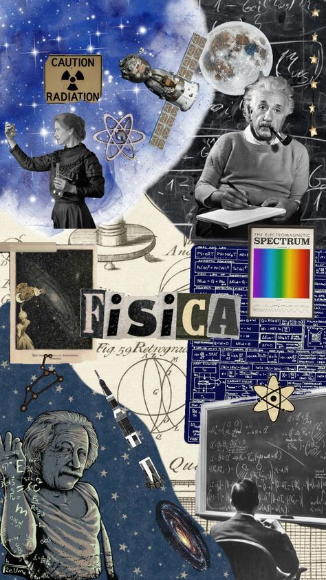 #physics #vintage #wallpaper #vintage #vibes #books #engineering #mariecurie #alberteinstein #radioactivity #astrophysics #astronomy #math #music #space Physics Engineering Aesthetic, Physics Aesthetic Science, Physical Education Poster, Physics Student Aesthetic, Astrophysics Aesthetic, Physics Wallpaper, Science Collage, Math Vintage, Astro Physics