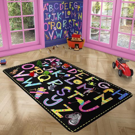 Personalized Classroom Rug ABC Area Rug for Toddlers Handwriting Alphabet Carpet for Kids for Indoor Home Learning Area, Large Floor Letters Kids Room Or Educational Classroom Rug for Kids Carpets For Kids, Classroom Rug, Handwriting Alphabet, Playroom Ideas, Home Learning, Kids Playroom, Living Room Carpet, Handwriting, Game Room