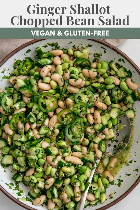 Meals For High Cholesterol, Summer Bean Salad, Vegan Bean Salad, Shallot Vinaigrette, Filling Salads, Bean Salads, College Recipes, Side Salads, White Bean Salad