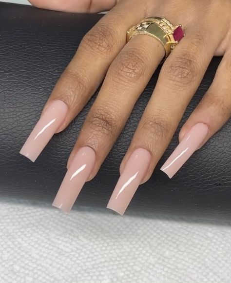 Natural Square Acrylic Nails Long, Cute Long Square Acrylic Nails, Slim Square Nails, Basic Tapered Square Nails, Slightly Tapered Square Nails, Long Tapered Square Acrylic Nails Solid Color, Long Nude Nails, Neutral Tapered Square Nails, Nude Nails Square