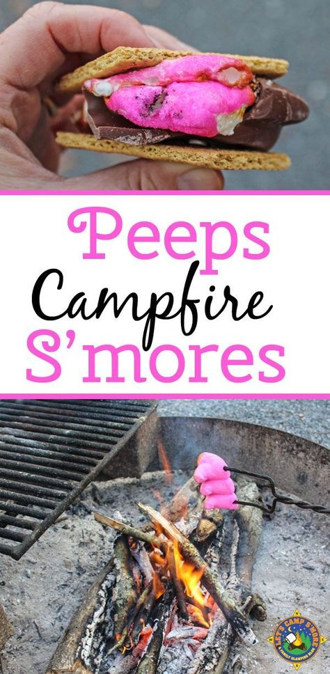 Peeps Campfire S'mores - Want a unique Easter treat? Create Peeps Campfire S'mores with Easter Peeps and a hollow chocolate bunny while camping. They are fun and easy! #smores #camping Easter Camping, Dutch Oven Camping Recipes, Campfire Smores, Campfire S'mores, Smore Recipes, Dutch Oven Camping, Easy Camping Meals, Unique Easter, Campfire Cooking