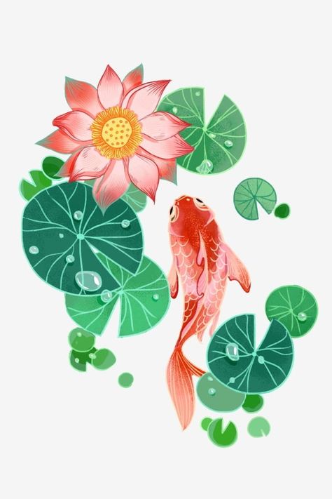 Lotus Clipart, Lotus Drawing, Fish Png, Asian Cards, Doodle Paint, Lotus Flower Art, Lotus Art, Tibetan Art, Leaf Drawing