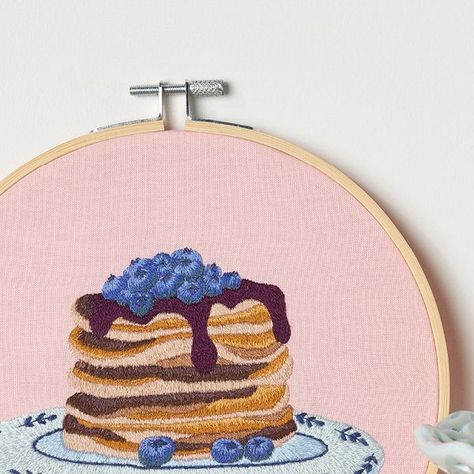 Love Embroidery on Instagram: "Let the countdown begin – Pancake Day is just 13 days away! 😋 We asked @georgie.k.emery to whip up a pancake-themed hoop for our latest issue (issue 49) and she did NOT disappoint – this delic' design uses Long and Short Stitch to depict a scrumptious stack of treats topped with blueberries and syrup 🥞 Grab a copy of issue 49 via the link in our bio and stitch your own stack 🔗 #embroideryart #loveembroidery #valentines #loveembroiderymag #spring #embroidery #embroiderywork #cosycraft #madebyme #nationalembroiderymonth #springday #pancakes #pancakesunday #pancakeday #blueberrypancakes #chefing #chefsofig #DMC" Pancake Embroidery, Long And Short Embroidery Designs, Blueberry Embroidery, Let The Countdown Begin, Spring Embroidery, Long And Short Stitch, Love Embroidery, Pancake Day, 13 Days