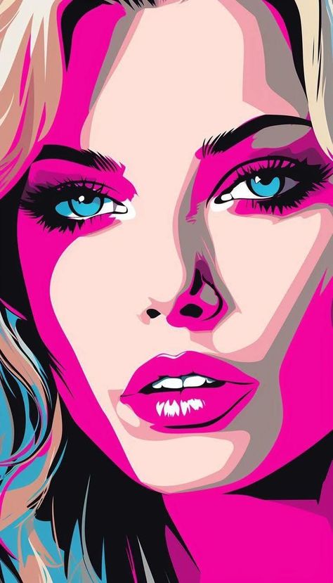 Face Anime, Pop Art Images, Abstract Portrait Painting, Pop Art Drawing, Pop Art Illustration, Pop Art Comic, Pop Art Portraits, Female Art Painting, Original Art Prints