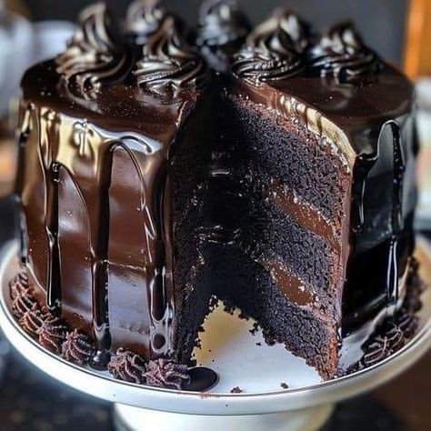 Bobby Flay😇😋 | Best Double Chocolate Cake with Black Velvet Icing | Facebook Chocolate Fudge Icing, Double Chocolate Cake, Banana Bread Cookies, Chocolate Fudge Frosting, Chocolate Recipes Homemade, Fudge Frosting, Chocolate Lava Cake, Double Chocolate, Frosting Recipes