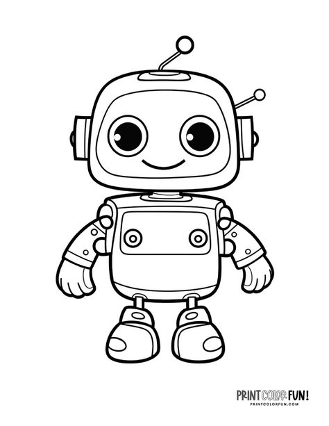 Cute robot coloring page clipart at PrintColorFun com 3 Toys Coloring Pages, Robot Printable, Robot Drawings, Robot Coloring Pages, Robot Clipart, Robot Picture, Robot Coloring, Robot Drawing, Robot Craft