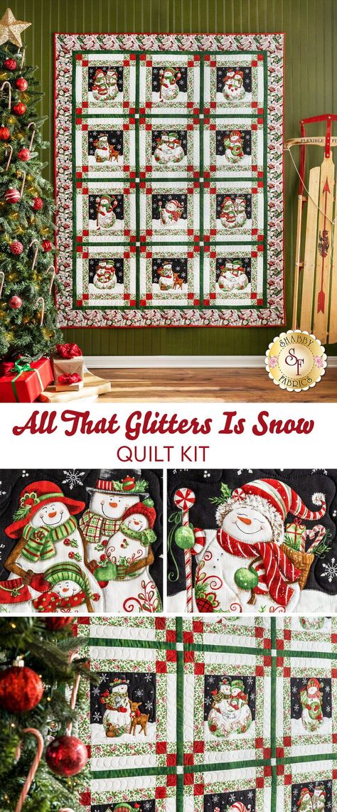 Snowman Panel Quilt Patterns, Christmas Panels To Quilt, Christmas Panel Quilts, Snowman Quilt Patterns, Nutcracker Quilt, Snowman Quilts, Winter Quilts Patterns, Snowflake Quilt, Panel Quilt Patterns