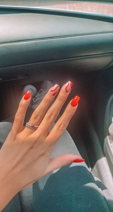 Red Tip Nails, Cute Red Nails, Red And White Nails, Hoco Nails, Kutek Disney, Red Acrylic Nails, Nails Nude, Nails Homecoming, Nail Designs Valentines