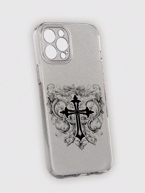 ROMWE Goth 1pc Gothic Style Clear Glitter Phone Case With Cross PatternI discovered amazing products on SHEIN.com, come check them out! Glitter Phone Cases, Cross Patterns, Tech Accessories, Gothic Fashion, Glitter, Phone Cases, Pattern, Art