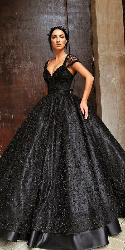 20+ Elegant Black Wedding Dresses – OSTTY Wedding Dresses Ball Gown Sweetheart, Wedding Dresses Fashion, Wedding Dress Black, Black Wedding Gowns, Black Ball Gown, Wedding Dress Guide, Fancy Wedding Dresses, Dress Guide, Ball Gowns Prom