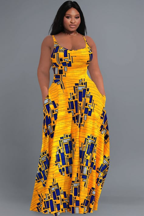 Xpluswear Ankara Long Gown, Ankara Long Gown Styles, Afro Fashion, Pocket Maxi Dress, African Maxi Dresses, African Fashion Modern, African Clothes, African Print Dresses, Ankara Dress