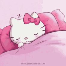 Hello Kitty GIFs | Tenor Hello Kitty Sleeping, Kitty Sleeping, Hello Kitty, Gif, Kitty, Pillows, Bed, Pink