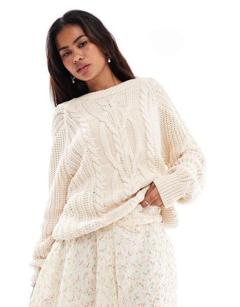 Jumpers & Cardigans by Free People Sweater weather All-over pattern Round neck Long sleeves Oversized fit Cable Knit Oversized Sweater, Knit Oversized Sweater, Pull Oversize, Future Wardrobe, Oversized Jumper, Maxi Dress Trend, Free People Sweater, Adidas Samba, Girls Sweaters