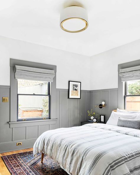 Farmhouse Style Bedrooms, Grey Bedroom, Gray Bedroom, Board And Batten, Master Bedrooms Decor, White Bedroom, House Tour, Bedroom Themes, Small Bedroom