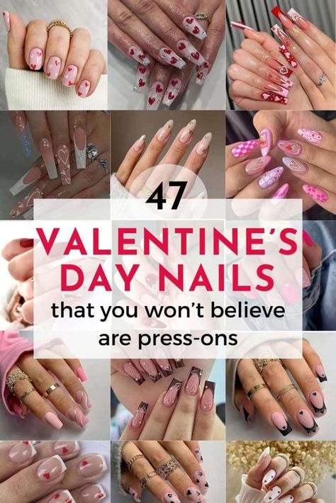 47 Best Valentine's Day Nail Art Ideas for 2024 - Advice From Nobody Pink And Red Valentines Nails, Valentines Almond Nails, Red Valentines Nails, Bow Nail Designs, Short French Tip Nails, Heart Nail Designs, February Nails, French Nail Designs, Almond Nails Designs