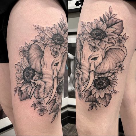 Elephant Head Tattoo, Elephant Family Tattoo, African Tattoo, Elephant Tattoo Design, Simple Tattoo Designs, Watch Tattoos, Sunflower Tattoos, Leg Tattoos Women, Shoulder Tattoos For Women