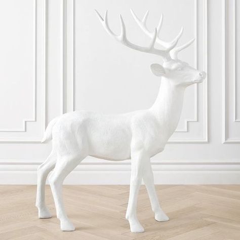 Deer Diy Crafts, White Reindeer Decor, Christmas Deer Decorations, Reindeer Sculpture, Reindeer Statue, Babby Shower, Majestic Deer, Christmas Reindeer Decorations, Deer Statues