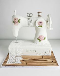 Went completely out of my comfort zone and undertook a structural cake. Although simple for some I have not done many cakes requiring internal structure so really pleased how my vintage sewing machine cake came out! Base is cake with top being... Sewing Machine Cake, Sewing Cake, Pinwheel Block, Sculpted Cakes, Crazy Cakes, Vintage Sewing Machine, Vintage Sewing Machines, Unique Cakes, Novelty Cakes