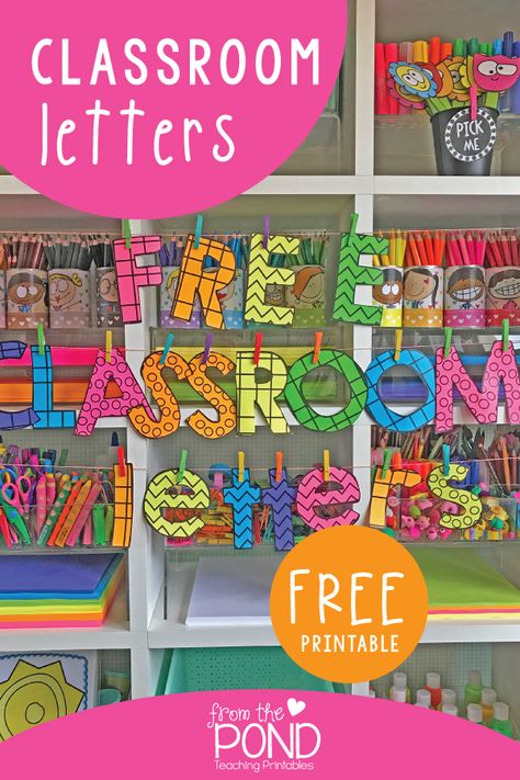 Free DIY classroom bulletin board letters for displays, signs, messages and hallways! 2nd Grade Bulletin Board Ideas Hallways, Diy Classroom Bulletin Board, Bullent Boards Ideas Classroom Decor, Classroom Bulletin Board, Kindergarten Classroom Decor, Classroom Organisation, Classroom Bulletin Boards, Diy Classroom, School Bulletin Boards