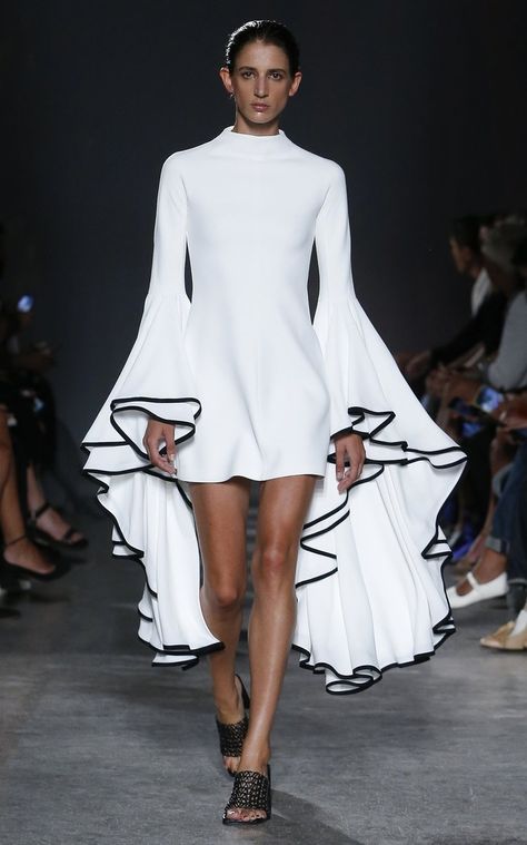 Women's Proenza Schouler Spring Summer 2023 Collection | Moda Operandi Sewing Notebook, Exaggerated Sleeves, Casual Chique, Spring 2023, Crepe Dress, White Maxi Dresses, Mini Dress With Sleeves, Proenza Schouler, Mini Dress Party