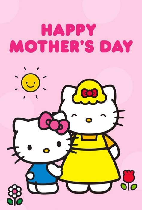 Hello Kitty Mothers Day Drawing, Happy Mothers Day Hello Kitty, Sanrio Mothers Day Card, Cute Things To Draw For Mothers Day, Mother’s Day Cute Drawing, Mother’s Day Cartoon, Hello Kitty Mothers Day Card, Happy Mother Day Drawing, Mother Days Drawings