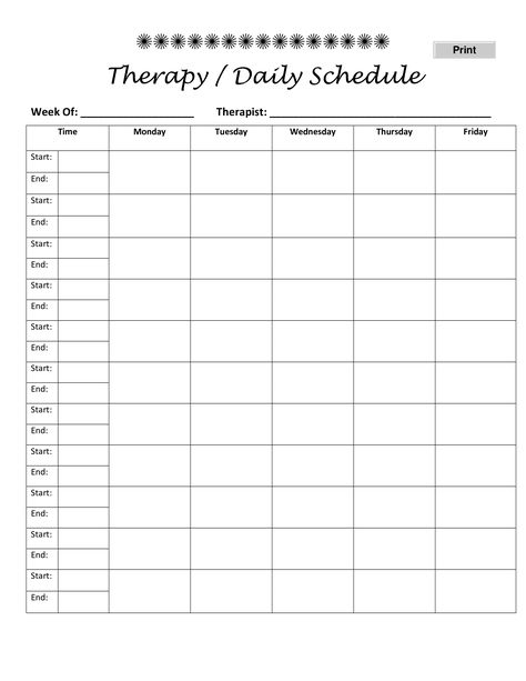 Daily Therapy Schedule | Templates at allbusinesstemplates.com Client Schedule Template, Speech Therapy Organization, Class Schedule Template, Routine Schedule, Daily Routine Schedule, Anatomy Bones, Daily Schedule Template, School Template, Time Schedule