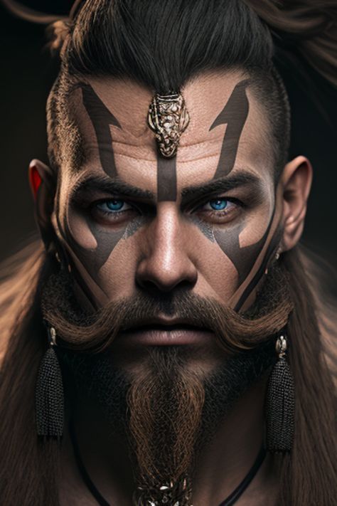 Viking Warpaint Men, Viking Face Paint Men Warriors, Nordic Face Paint, Warrior Face Tattoo, Viking Make Up Men, Viking Face Paint, Warrior Painting, Viking Warrior Men, Viking Makeup