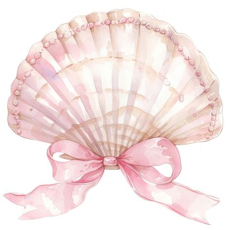 Coquette sea shell invertebrate seashell seafood. | free image by rawpixel.com / Ning Sea Shells Aesthetic, Sea Shell Illustration, Sea Shell Watercolor, Cuadros Aesthetic, Shell Aesthetic, Graphics Aesthetic, Shell Watercolor, Shell Illustration, Photowall Ideas