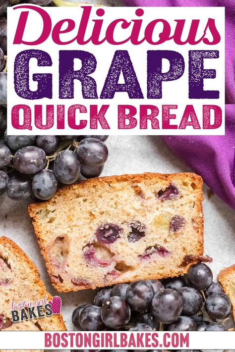 Grape Bread Recipes, Grape Dessert Recipes, Types Of Grapes, Grape Bread, Grape Dessert, Fresh Fruit Desserts, Fruit Desserts Easy, Quick Bread Recipe, Grape Jam