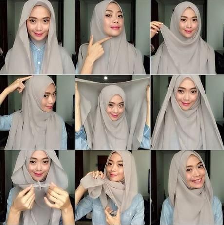 Tutorial: 5 Easy-to-Wear Square Hijab Styles in Photos Hijab Step By Step, Square Hijab Tutorial, Hijab Stile, How To Wear Hijab, New Hijab, Tutorial Hijab Pashmina, Hijab Simple, Estilo Hijab, Hijab Wear