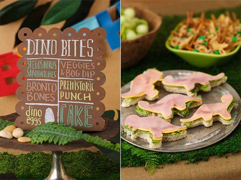 dinosaur food for parties for kids | Dinosaur Party Foods - Betty Crocker Dinosaur Party Foods, Easy Party Foods, Caveman Party, Dino Party Food, Dinosaur Party Food, Dinosaur Ideas, Dinosaur Food, Kids Birthday Party Food, Birthday 1st