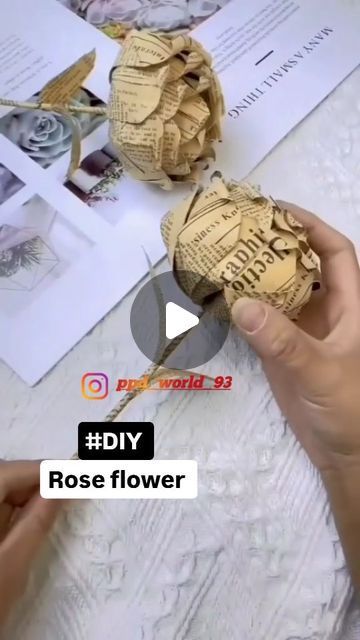 Pihu on Instagram: "Art and craft ideas | paper Flower| paper rose | decorative ideas| craft Ideas | paper craft | flower craft | creative ideas|" Recycled Paper Flowers Diy, Upcycle Paper, Paper Flower Wall Art, Newspaper Crafts Diy, Craft Ideas Paper, Paper Flower Crafts, Paper Scraps, Newspaper Crafts, Flower Paper