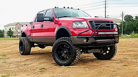 What do you think of Tyler DeLoach's 2007 Ford F150? The build sheet includes a "9-inch lift on 37x13.50 Toyo M/T's and 20" Fuel octane wheels. Amp research electric folding steps, rock lights, N-fab prerunner push bar with a 35" led light bar, aftermarket led headlights and taillights, tow haul mirrors, go recon smoked cab lights, K&N Cold air intake, edge performance programmer, red interior lights." #trucktuesday 2007 Ford F150, Folding Steps, Ford F150 Accessories, Ford F150 Custom, Ford F150 Fx4, Old Ford Truck, Ford Lobo, Ford F150 Lariat, Ford Sport