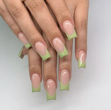 Jade Green Nails Acrylic, Jade Green Nails, Green Nails Acrylic, Jade Nails, Green Acrylic Nails, Green French, French Tip Acrylic Nails, Classy Acrylic Nails, Short Square Acrylic Nails