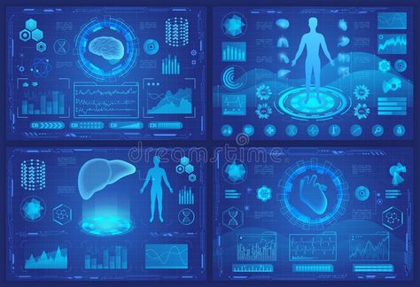 Medical futuristic vr hologram vector illustrations for medicine of future ui sc #Sponsored , #SPONSORED, #SPONSORED, #vr, #Medical, #vector, #hologram Futuristic Medicine, Dashboard Illustration, Futuristic Hologram, Magic Attack, Hud Elements, Medical Vector, Human Organs, English Ideas, Human Organ