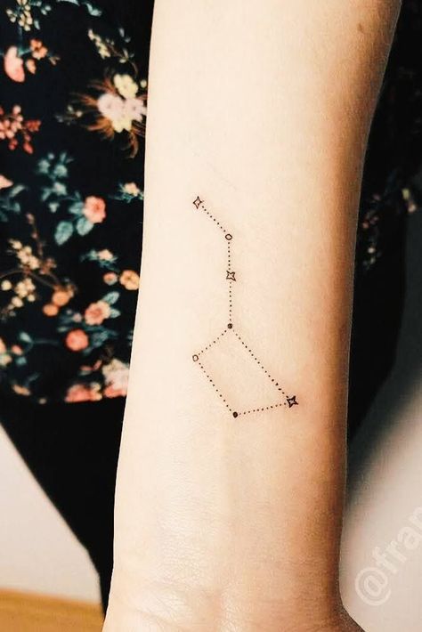 Ursa Major Tattoo Minimalist, Big And Little Dipper Tattoos, Constellation Tattoo Placement, Ursa Major Tattoo, Lyra Tattoo, Big Dipper Tattoo, Dipper Tattoo, Heartbeat Tattoo, Astronomy Constellations