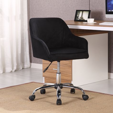 Belleze Modern Office Chair Task Desk Adjustable Swivel Height Velvet, Black - Walmart.com Black Desk Chair, Bedroom Desk Chair, Desk Chair Comfy, Modern Desk Chair, Velvet Office Chair, Shared Office Space, Bedroom Upgrade, Computer Desk Chair, Modern Office Chair